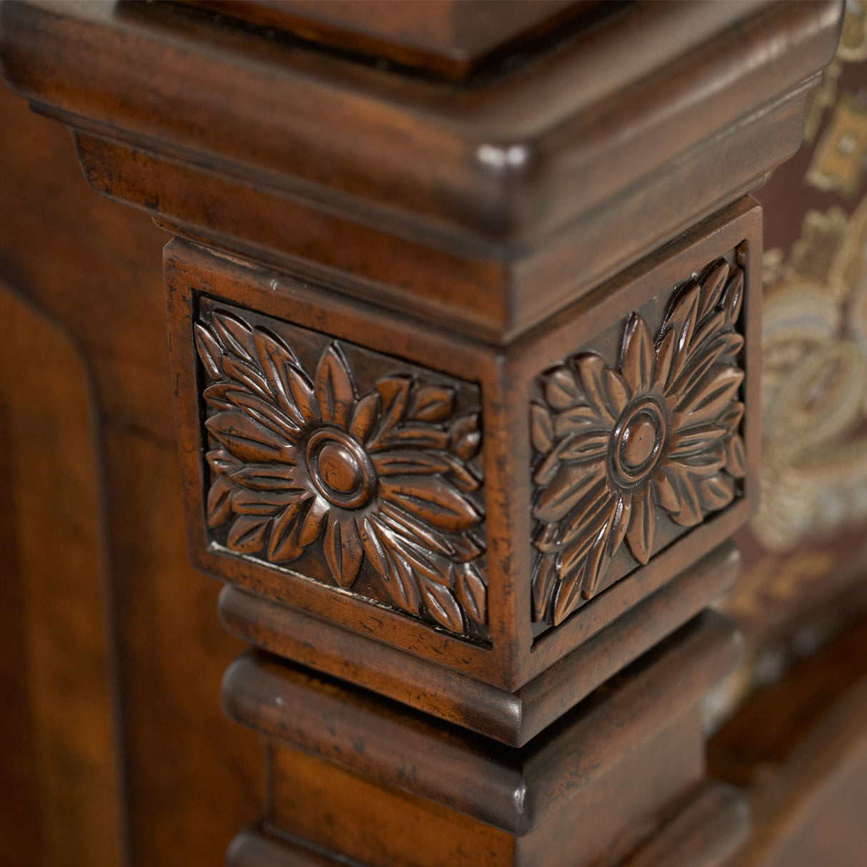 Windsor Court Vintage Fruitwood Queen Mansion Bed from Michael Amini - Luna Furniture