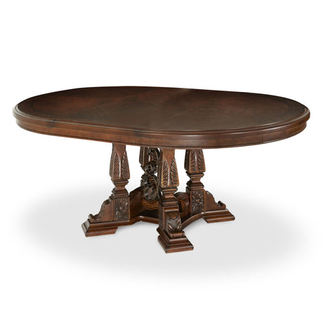 Windsor Court Vintage Fruitwood Round Dining Table from Michael Amini - Luna Furniture