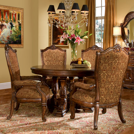 Windsor Court Vintage Fruitwood Round Dining Table from Michael Amini - Luna Furniture