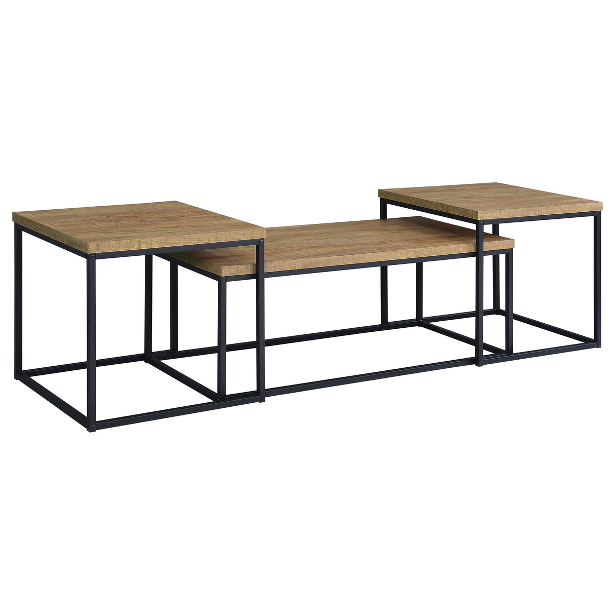 Straden Mango/Black 3-piece Engineered Wood Coffee Table Set from Coaster - Luna Furniture