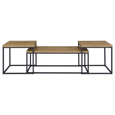 Straden Mango/Black 3-piece Engineered Wood Coffee Table Set from Coaster - Luna Furniture