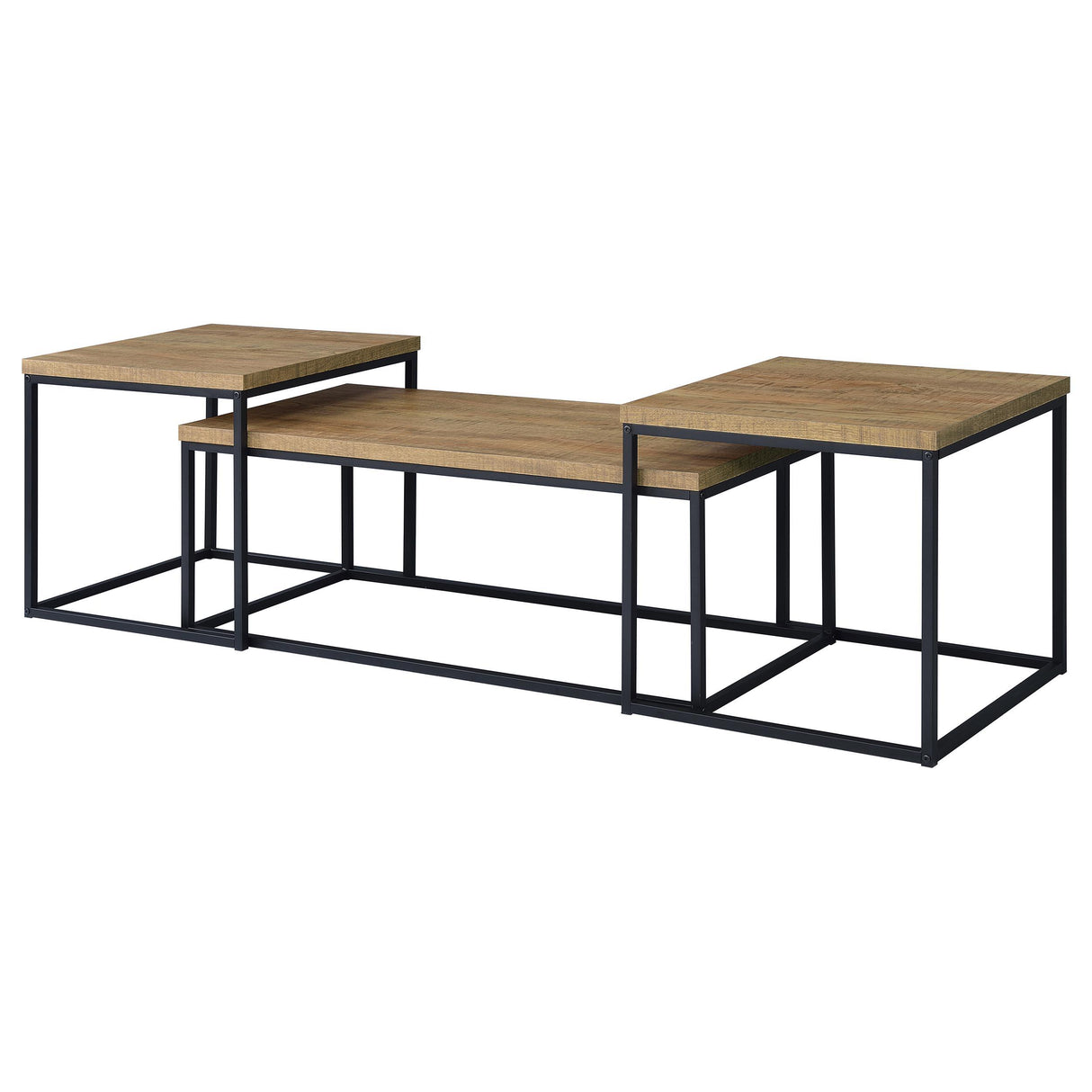 Straden Mango/Black 3-piece Engineered Wood Coffee Table Set from Coaster - Luna Furniture
