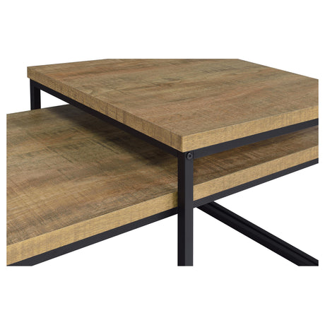 Straden Mango/Black 3-piece Engineered Wood Coffee Table Set from Coaster - Luna Furniture