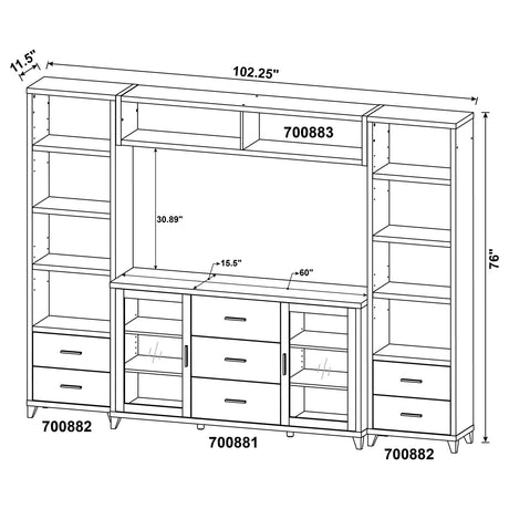 Lewes Cappuccino 4-Piece Entertainment Center from Coaster - Luna Furniture