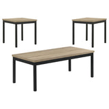 Garza Greige Oak 3-Piece Rectangular Coffee Table Set from Coaster - Luna Furniture