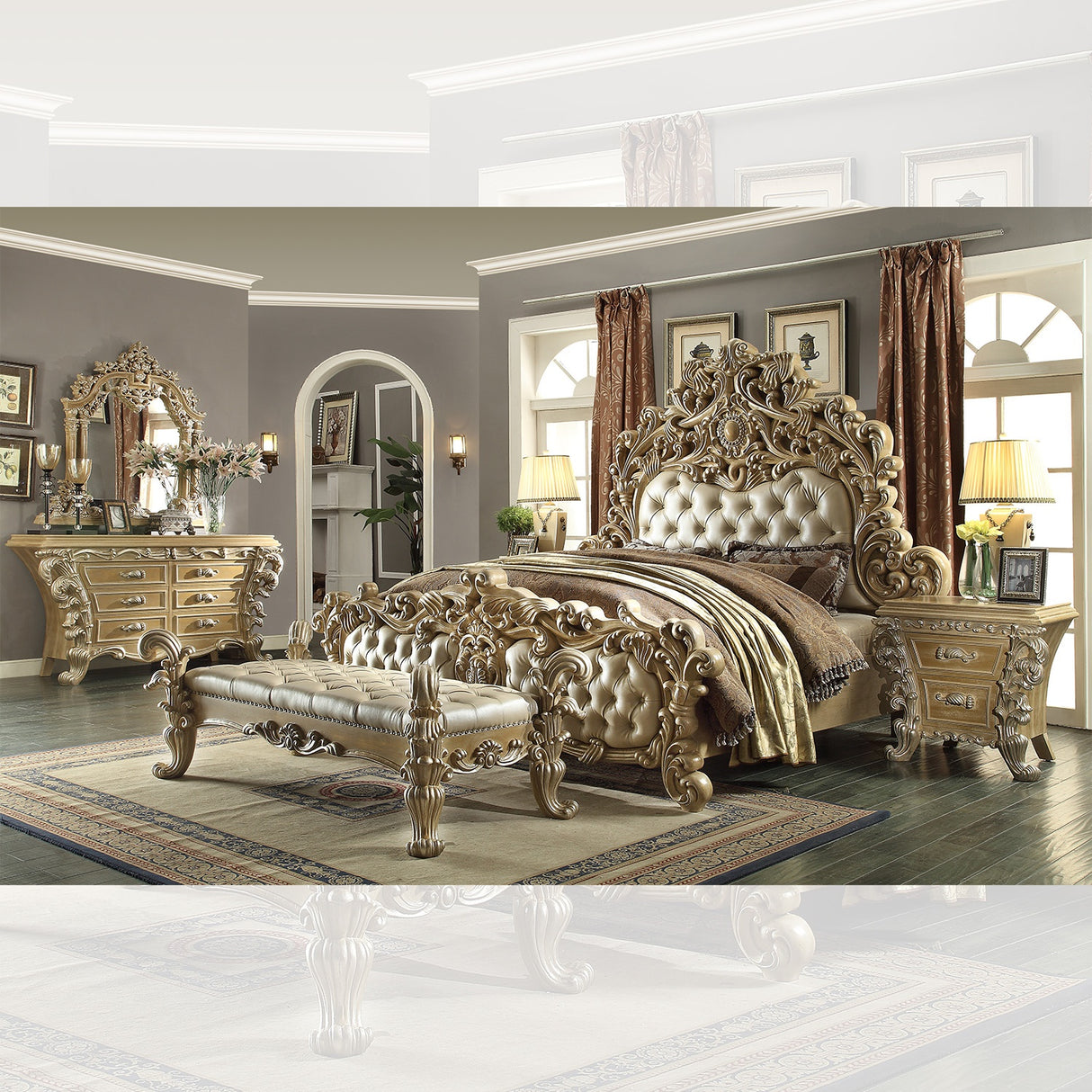 HD-7012 Pickle Frost/Antique Silver 5-Piece Bedroom Set (Special Order) from Homey Design - Luna Furniture