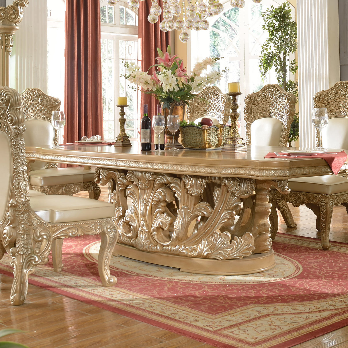 HD-7012/HD-8015 Pickle Frost/Antique Silver 7-Piece Dining Room Set from Homey Design - Luna Furniture