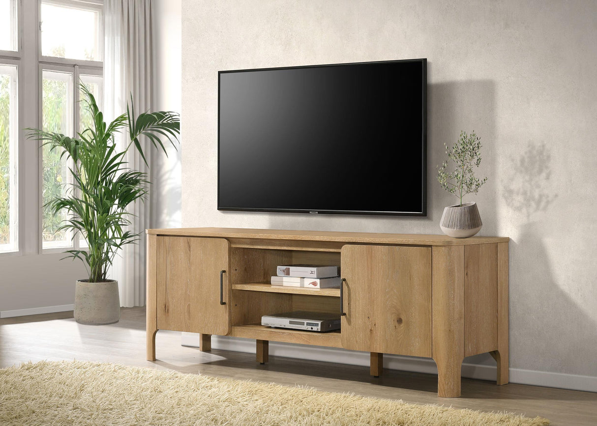 Rowe Light Oak 65-inch 2-door Wood TV Stand Media Console from Coaster - Luna Furniture
