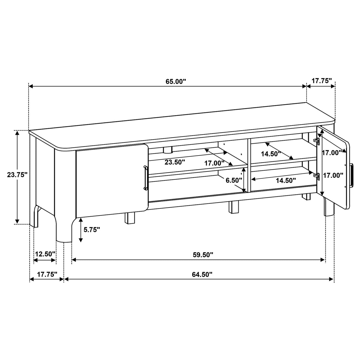 Rowe Light Oak 65-inch 2-door Wood TV Stand Media Console from Coaster - Luna Furniture