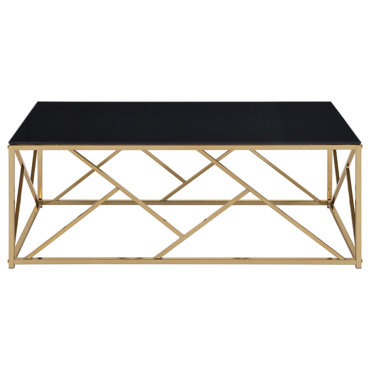 Comisso Black/Gold 3-Piece Tempered Glass Top Contemporary Coffee Table Set