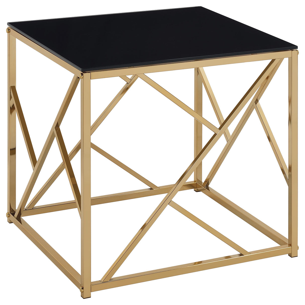 Comisso Black/Gold 3-Piece Tempered Glass Top Contemporary Coffee Table Set