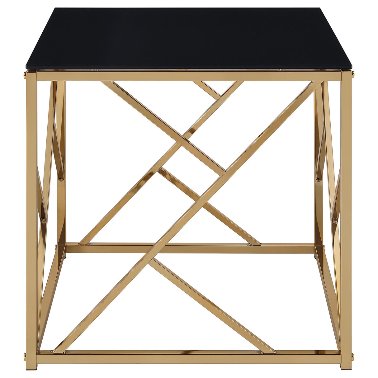 Comisso Black/Gold 3-Piece Tempered Glass Top Contemporary Coffee Table Set