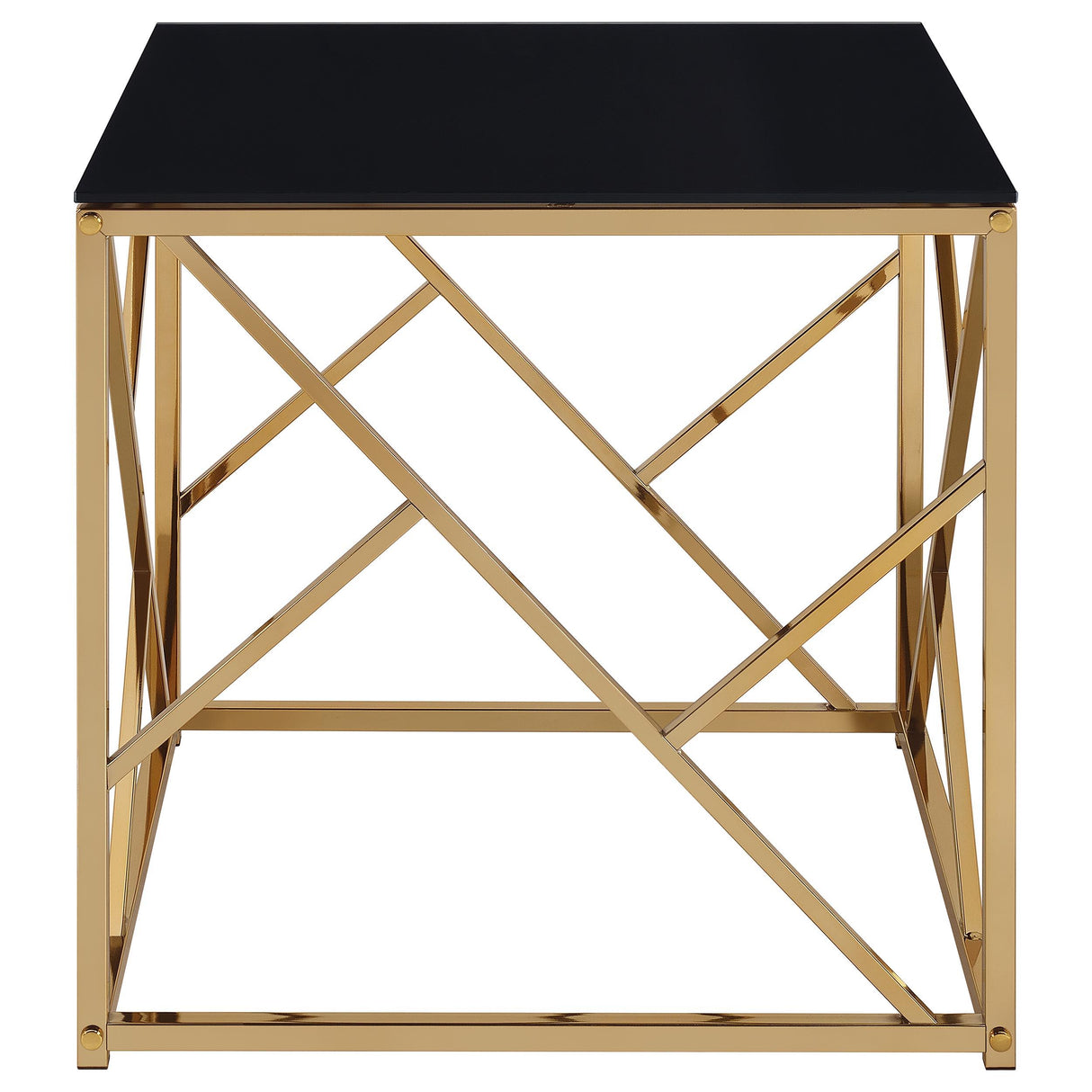 Comisso Black/Gold 3-Piece Tempered Glass Top Contemporary Coffee Table Set