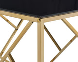 Comisso Black/Gold 3-Piece Tempered Glass Top Contemporary Coffee Table Set
