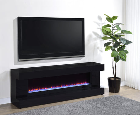 Mallory Black High Gloss TV Stand Fireplace Console Bluetooth Speaker from Coaster - Luna Furniture