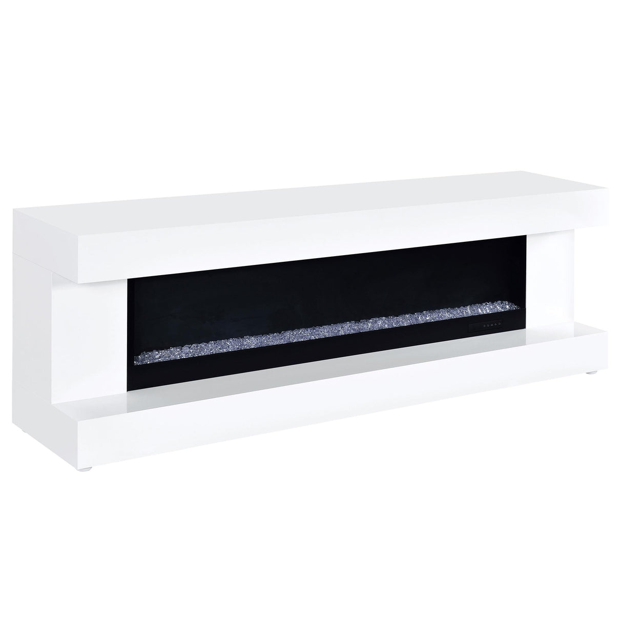 Mallory White High Gloss TV Stand Fireplace Console Bluetooth Speaker from Coaster - Luna Furniture