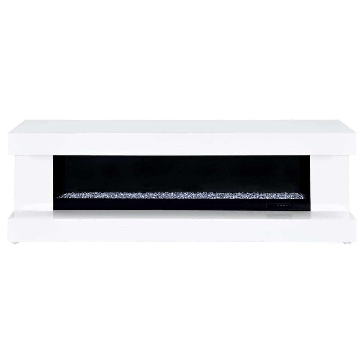 Mallory White High Gloss TV Stand Fireplace Console Bluetooth Speaker from Coaster - Luna Furniture