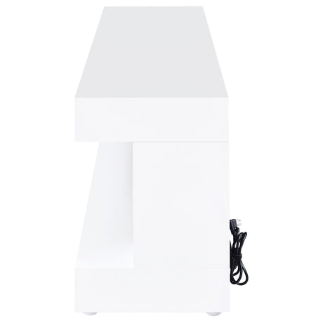 Mallory White High Gloss TV Stand Fireplace Console Bluetooth Speaker from Coaster - Luna Furniture