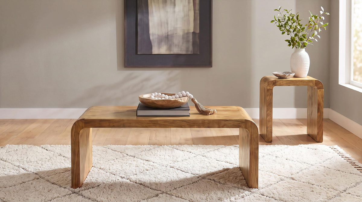 Booker Natural 2-Piece Mango Wood Coffee and End Table Set