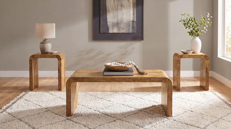 Booker Natural 3-Piece Mango Wood Coffee and End Table Set from Coaster - Luna Furniture