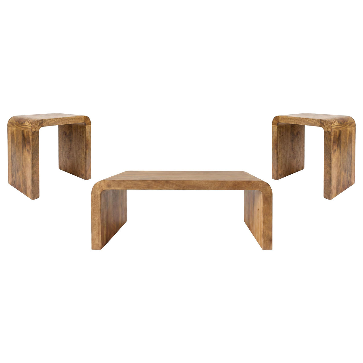 Booker Natural 3-Piece Mango Wood Coffee and End Table Set