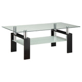 Dyer Black Tempered Glass Coffee Table with Shelf from Coaster - Luna Furniture