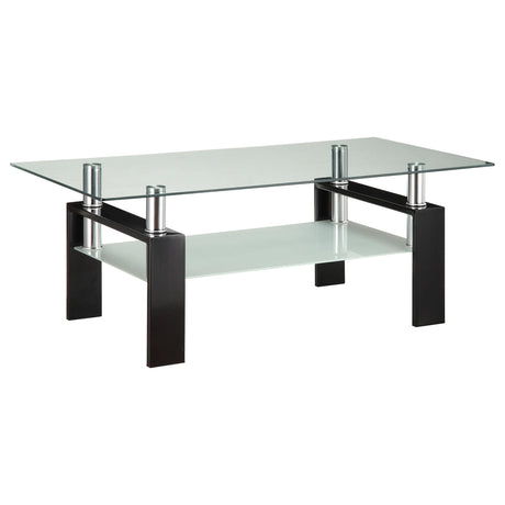 Dyer Black Tempered Glass Coffee Table with Shelf from Coaster - Luna Furniture