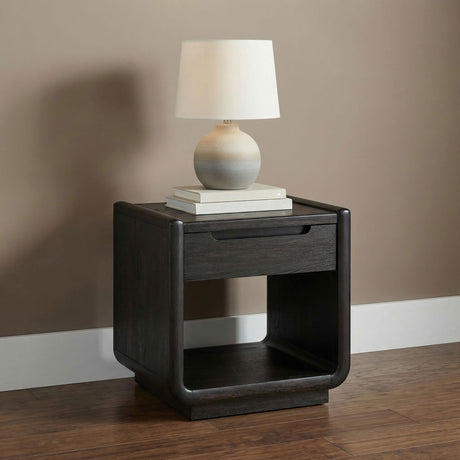 Leandro Burnished Black 1-drawer Wood Occasional Side End Table from Coaster - Luna Furniture