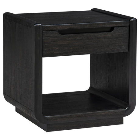 Leandro Burnished Black 1-drawer Wood Occasional Side End Table from Coaster - Luna Furniture