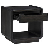 Leandro Burnished Black 1-drawer Wood Occasional Side End Table from Coaster - Luna Furniture