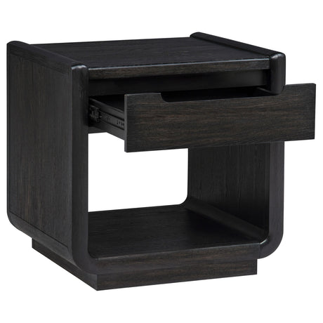 Leandro Burnished Black 1-drawer Wood Occasional Side End Table from Coaster - Luna Furniture