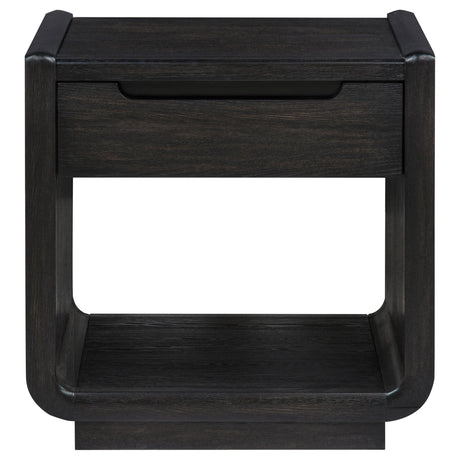 Leandro Burnished Black 1-drawer Wood Occasional Side End Table from Coaster - Luna Furniture