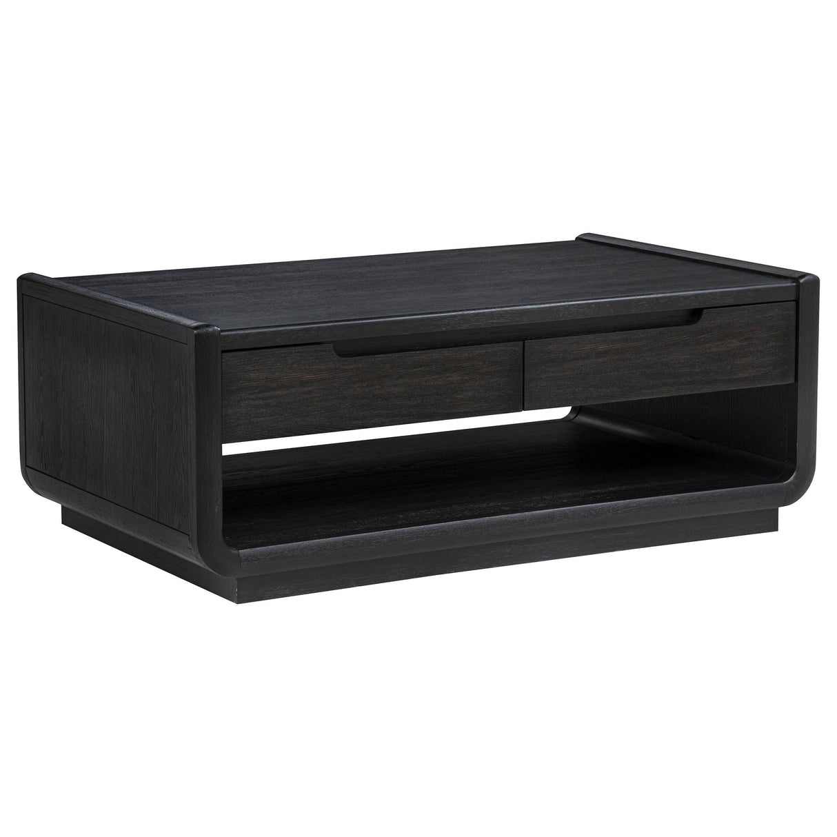 Leandro Burnished Black 2-drawer Wood Cocktail Coffee Table from Coaster - Luna Furniture