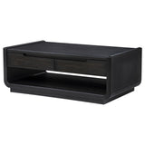 Leandro Burnished Black 2-drawer Wood Cocktail Coffee Table from Coaster - Luna Furniture