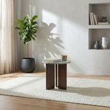 Jenna Brown Round Marble Top Mango Wood Side End Table from Coaster - Luna Furniture