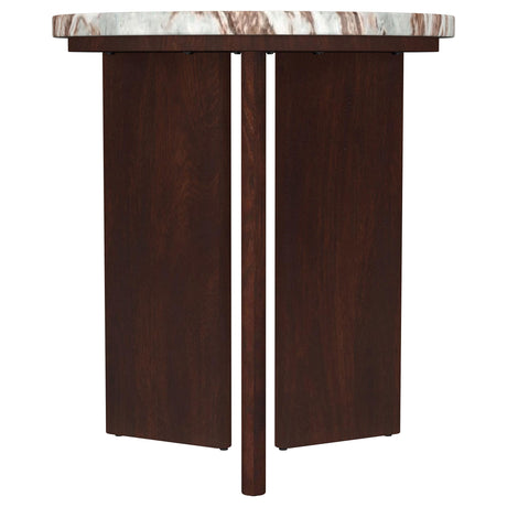 Jenna Brown 2-piece Round Marble Top Coffee Table Set from Coaster - Luna Furniture