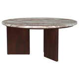 Jenna Brown 2-piece Round Marble Top Coffee Table Set from Coaster - Luna Furniture