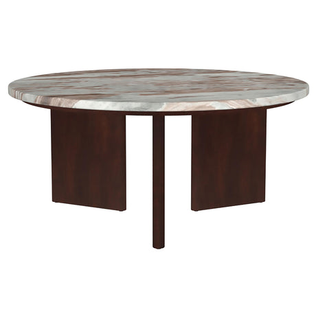 Jenna Brown 2-piece Round Marble Top Coffee Table Set from Coaster - Luna Furniture