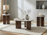 Jenna Brown 3-piece Round Marble Top Coffee Table Set from Coaster - Luna Furniture