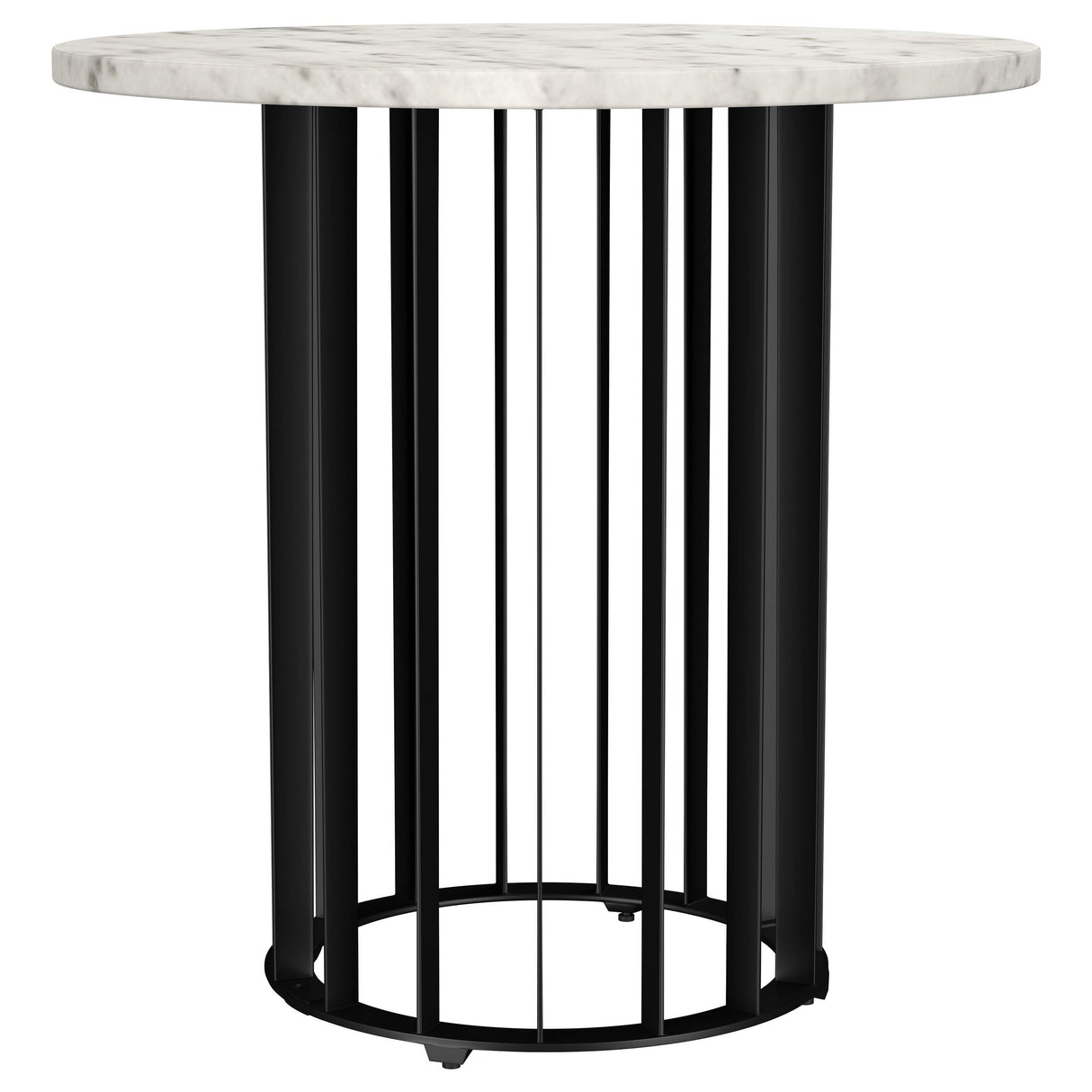 Haven Black Round Genuine White Marble Top End Side Table from Coaster - Luna Furniture
