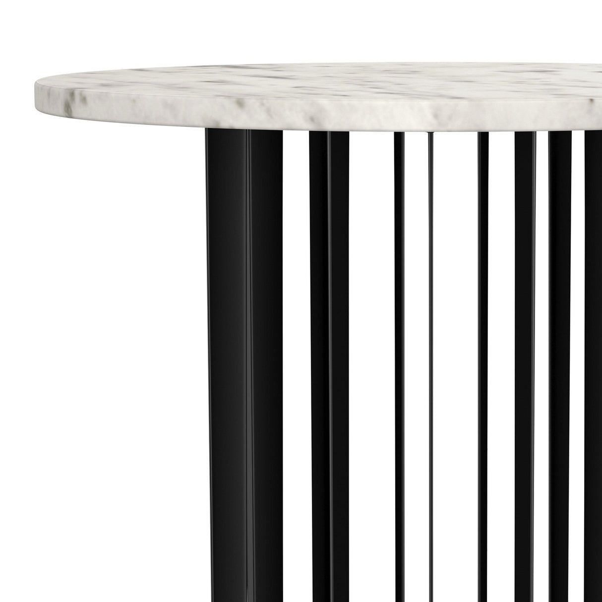 Haven Black Round Genuine White Marble Top End Side Table from Coaster - Luna Furniture