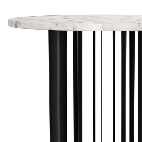 Haven Black Round Genuine White Marble Top End Side Table from Coaster - Luna Furniture