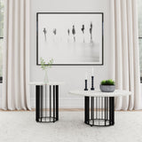 Haven Black 2-Piece Round Marble Coffee and End Table Set from Coaster - Luna Furniture