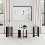 Haven Black 3-Piece Round Marble Coffee and End Table Set from Coaster - Luna Furniture