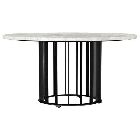 Haven Black Round Genuine White Marble Top Coffee Table from Coaster - Luna Furniture