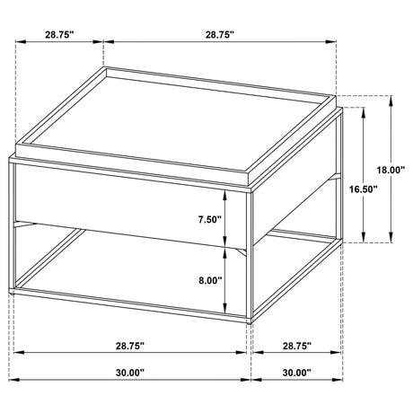 Fulton Dark Brown 30-inch Square Mango Wood Coffee Table from Coaster - Luna Furniture