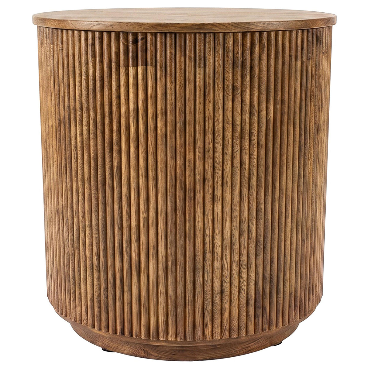 Coffey Light Brown Round Mango Wood End Table