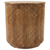 Coffey Light Brown Round Mango Wood End Table