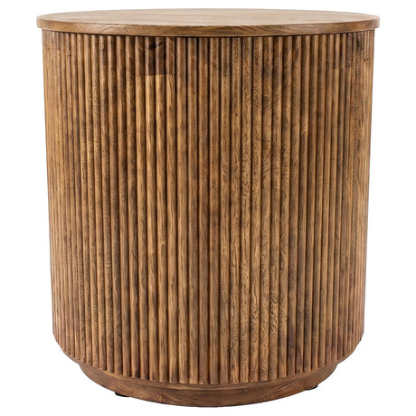 Coffey Light Brown Round Mango Wood End Table from Coaster - Luna Furniture