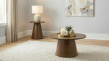 Franklin Dark Brown 2-piece Round Pedestal Coffee Table Set from Coaster - Luna Furniture